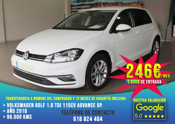 VW Golf 1.6 TDI 115cv Advance 5p. 2018